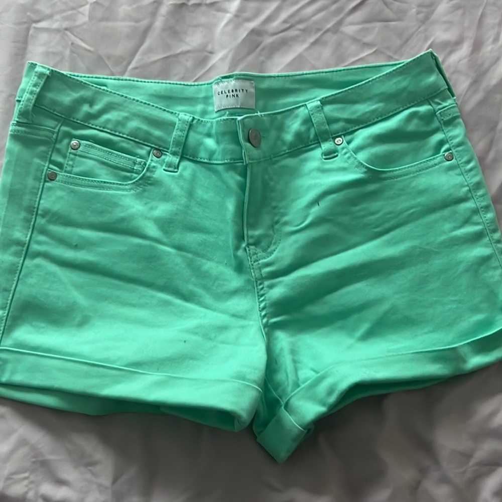 Celebrity pink green shorts. Size 9